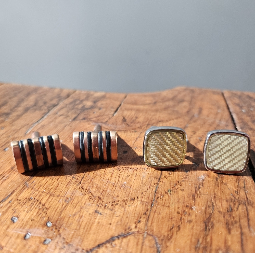 Bronze and Silver Cufflinks Set